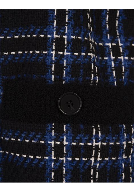 MSGM Cardigan Oversize In Tweed Blu Con Fantasia Maxi Check - MSGM