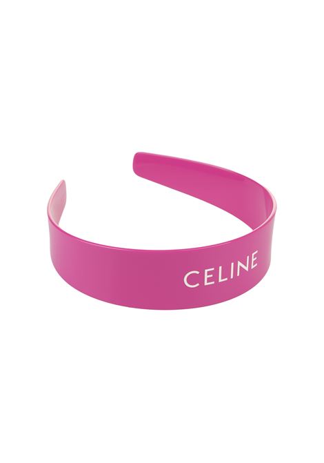 CELINE Cerchietto Fucsia Con Logo - CELINE