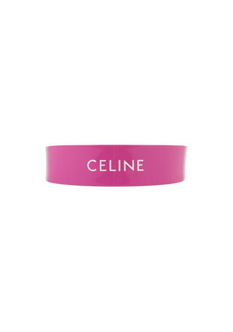 CELINE Cerchietto Fucsia Con Logo - CELINE