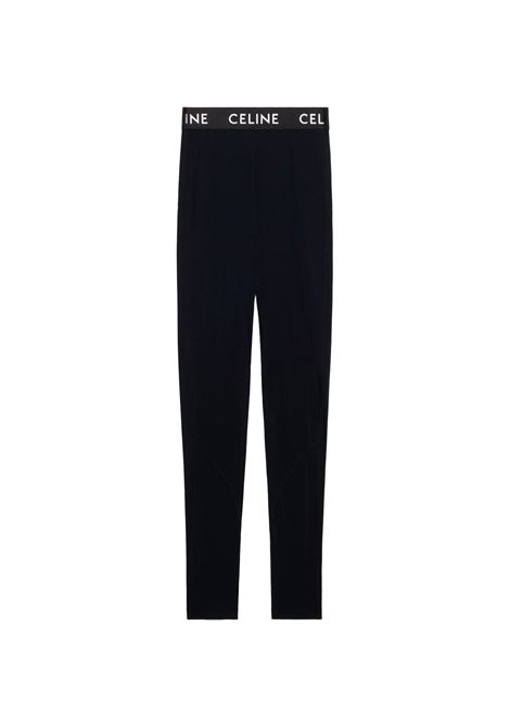 CELINE Leggings Neri Con Banda Logo - CELINE