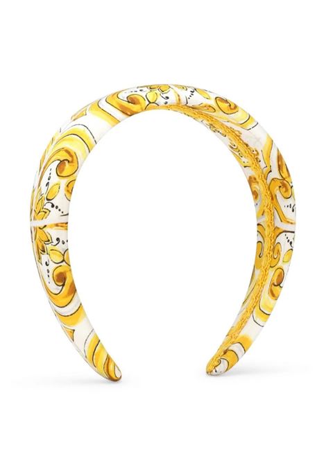 DOLCE & GABBANA KIDS Cerchietto Con Stampa Maiolica Gialla - DOLCE & GABBANA KIDS