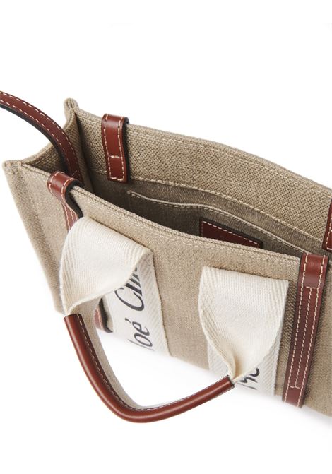 CHLOÉ Borsa Tote Mini Woody Bianca E Marrone - CHLOÉ