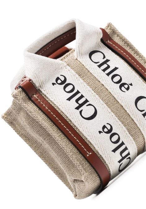 CHLOÉ Borsa Tote Nano Woody Bianca E Marrone - CHLOÉ