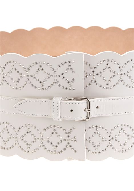 ALAIA Cintura Bustier In Pelle Bianca Con Motivo Geometrico Di Microborchie - ALAIA