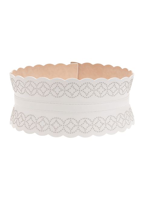ALAIA Cintura Bustier In Pelle Bianca Con Motivo Geometrico Di Microborchie - ALAIA