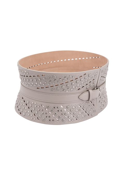 ALAIA Cintura Bustier In Pelle Grigio Perla Con Motivo Microborchie - ALAIA