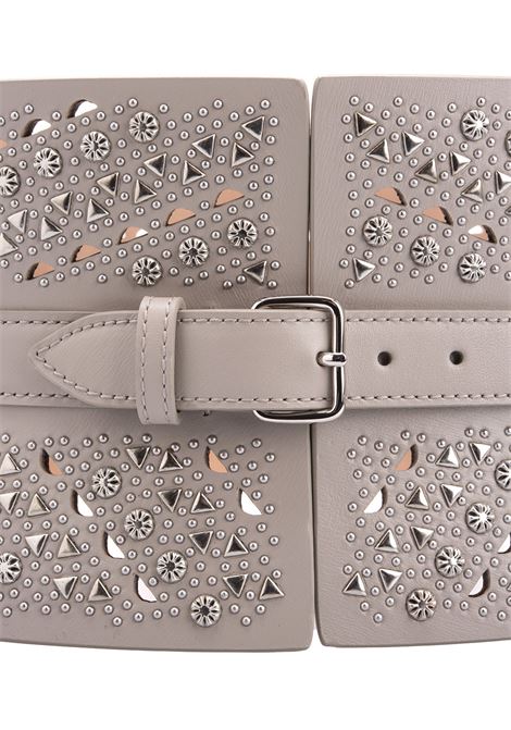 ALAIA Cintura Bustier In Pelle Grigio Perla Con Motivo Microborchie - ALAIA