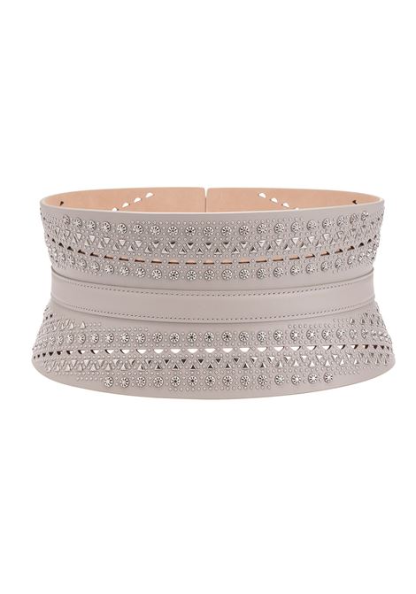 ALAIA Cintura Bustier In Pelle Grigio Perla Con Motivo Microborchie - ALAIA