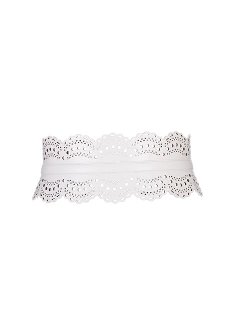 ALAIA Cintura Bustier In Pelle Traforata Bianca - ALAIA