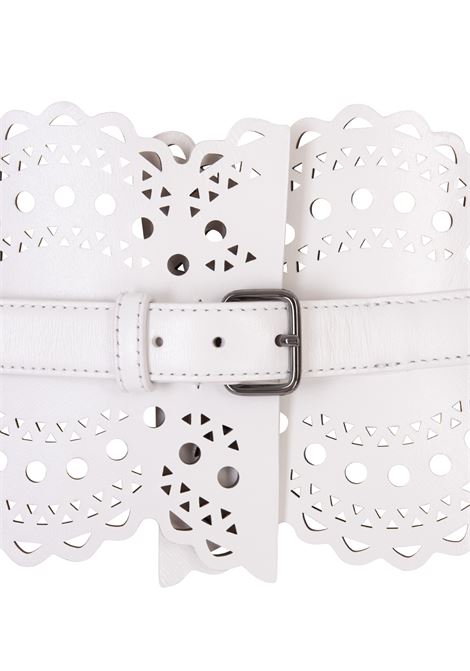 ALAIA Cintura Bustier In Pelle Traforata Bianca - ALAIA