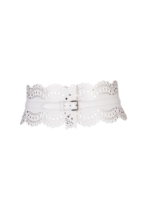 ALAIA Cintura Bustier In Pelle Traforata Bianca - ALAIA
