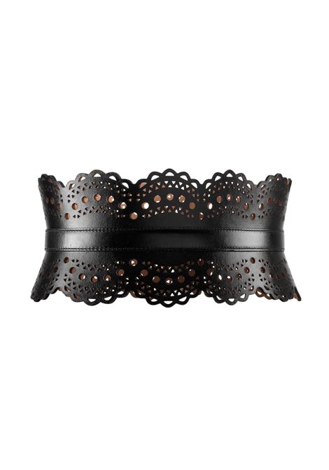 ALAIA Cintura Bustier In Pelle Traforata Nera - ALAIA