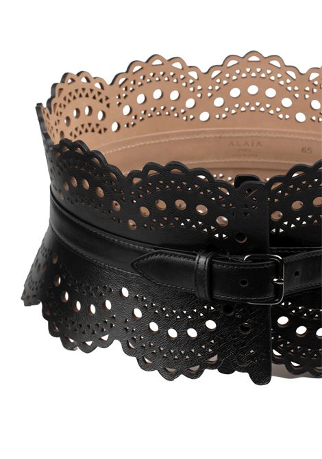 ALAIA Cintura Bustier In Pelle Traforata Nera - ALAIA