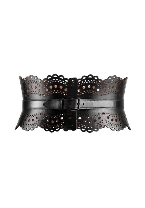 ALAIA Cintura Bustier In Pelle Traforata Nera - ALAIA