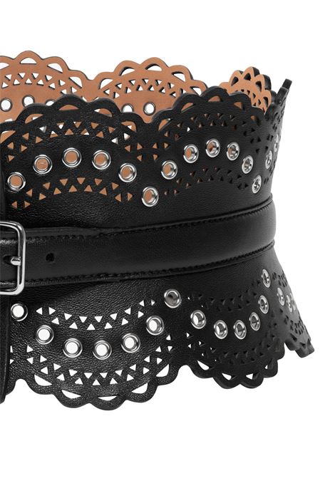 ALAIA Cintura Bustier In Pelle Traforata Nera Con Occhielli - ALAIA