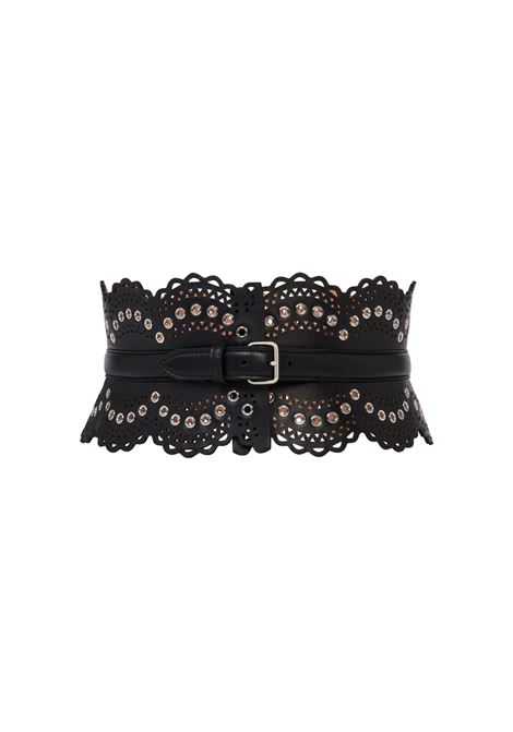 ALAIA Cintura Bustier In Pelle Traforata Nera Con Occhielli - ALAIA