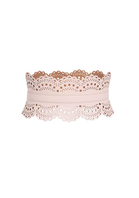 ALAIA Cintura Bustier In Pelle Traforata Rosa - ALAIA