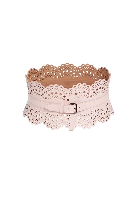 ALAIA Cintura Bustier In Pelle Traforata Rosa - ALAIA