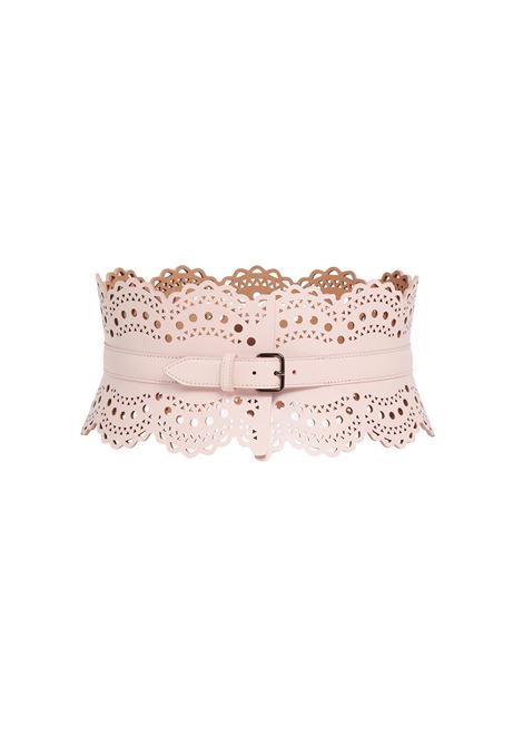 ALAIA Cintura Bustier In Pelle Traforata Rosa - ALAIA