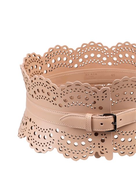 ALAIA Cintura Bustier In Pelle Traforata Sabbia - ALAIA