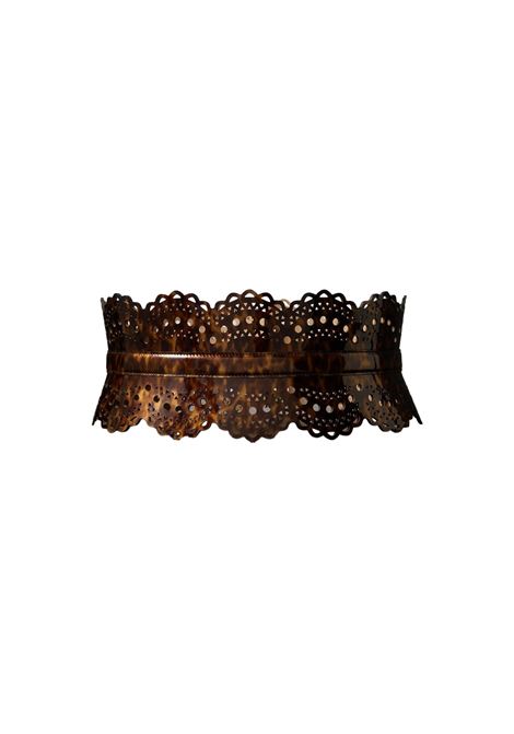 ALAIA Cintura Bustier In Pelle Traforata Tartarugata - ALAIA