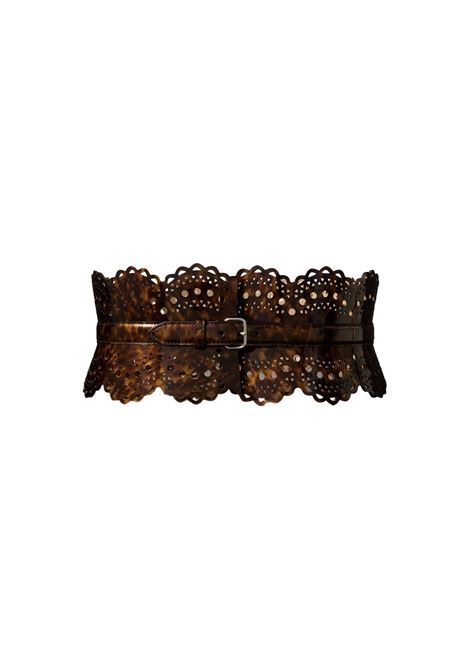 ALAIA Cintura Bustier In Pelle Traforata Tartarugata - ALAIA