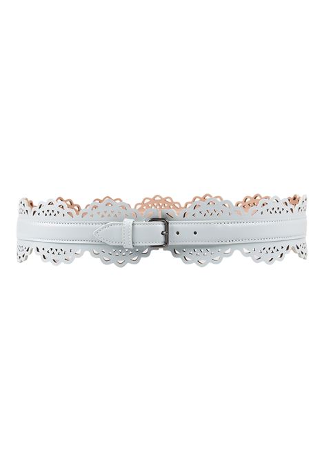 ALAIA Cintura Bustier In Pelle Vienne a Onde Grigio-Verde - ALAIA