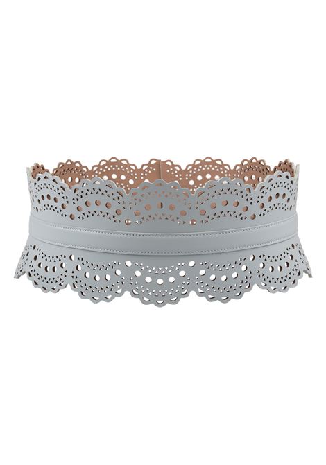 ALAIA Cintura In Pelle Traforata Grigio-Verde - ALAIA