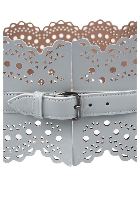 ALAIA Cintura In Pelle Traforata Grigio-Verde - ALAIA