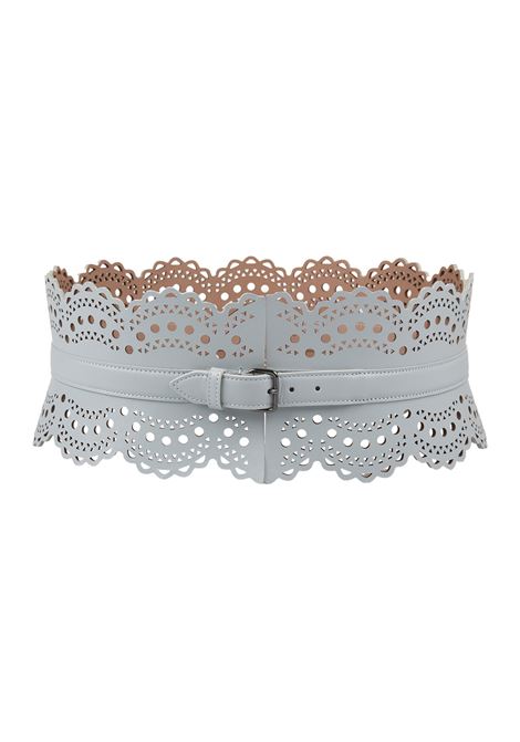 ALAIA Cintura In Pelle Traforata Grigio-Verde - ALAIA