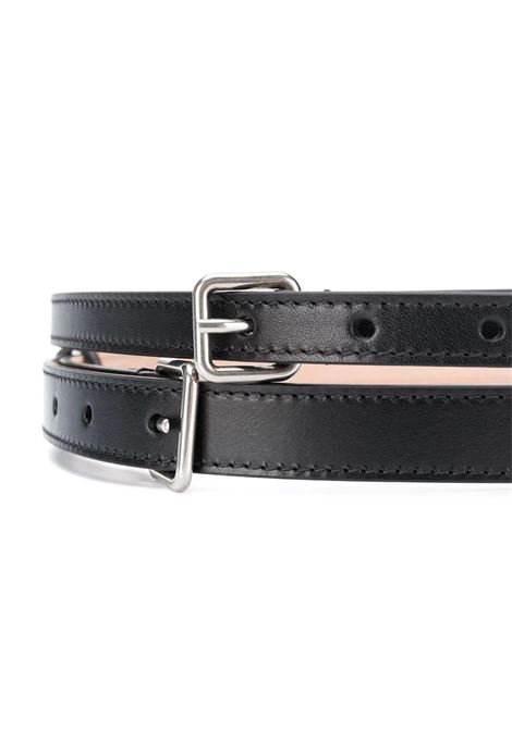 ALEXANDER MCQUEEN Cintura Sottile Double Nera E Argento - ALEXANDER MCQUEEN
