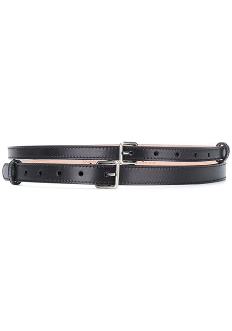 ALEXANDER MCQUEEN Cintura Sottile Double Nera e Argento - ALEXANDER MCQUEEN