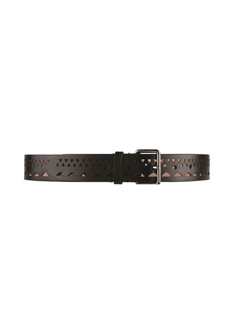 ALAIA Cintura Sottile In Pelle Vienne a Onde Nera - ALAIA
