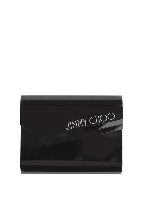 JIMMY CHOO Clutch Candy Nera Con Logo Bianco - JIMMY CHOO