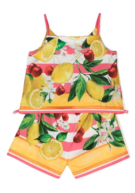 DOLCE & GABBANA KIDS Completo In Popeline Con Stampa Limoni E Ciliegie - DOLCE & GABBANA KIDS