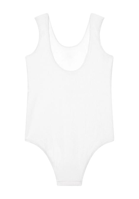 DOLCE & GABBANA KIDS Costume Intero Bianco Con Logo DG In Metallo - DOLCE & GABBANA KIDS