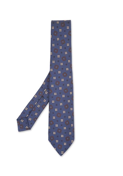 KITON Cravatta Azzurro Polvere Con Pattern Florale a Contrasto - KITON