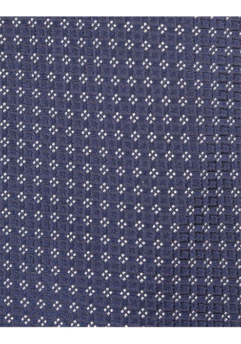 KITON Cravatta Blu Con Motivo A Quadri E Micro Pattern Bianco - KITON