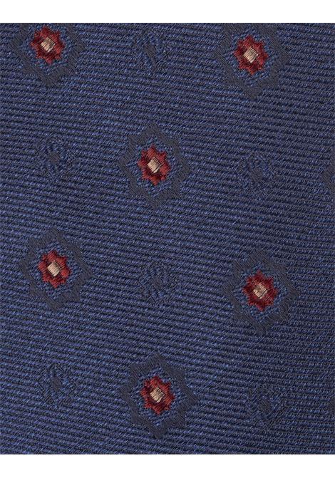 KITON Cravatta Blu Con Pattern Florale A Contrasto - KITON