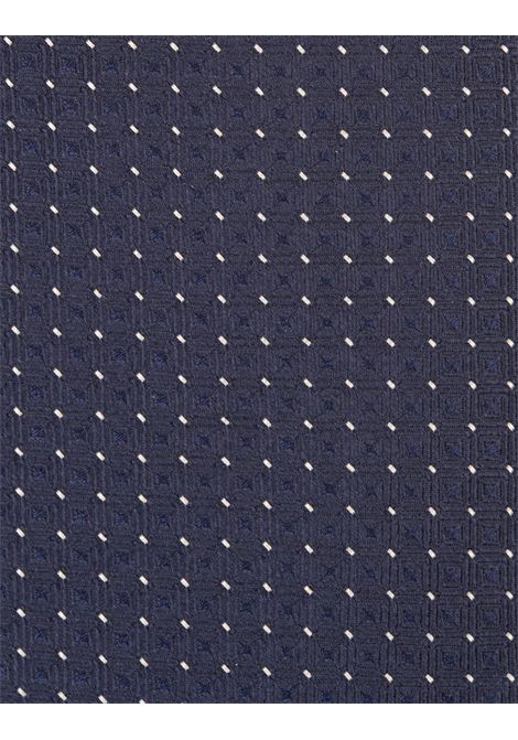 KITON Cravatta Blu Notte Con Micro Pattern Bianco - KITON