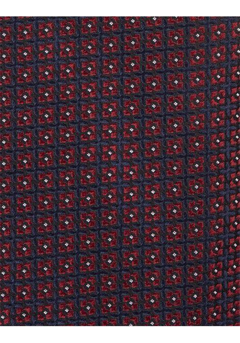 KITON Cravatta Rosso Scuro Con Micro Pattern Geometrico - KITON