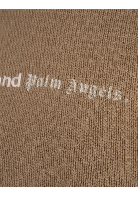 PALM ANGELS Dolcevita Crop Beige Con Slogan - PALM ANGELS