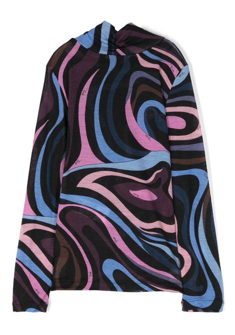 EMILIO PUCCI JUNIOR Dolcevita In Lana Con Stampa Onde - EMILIO PUCCI JUNIOR