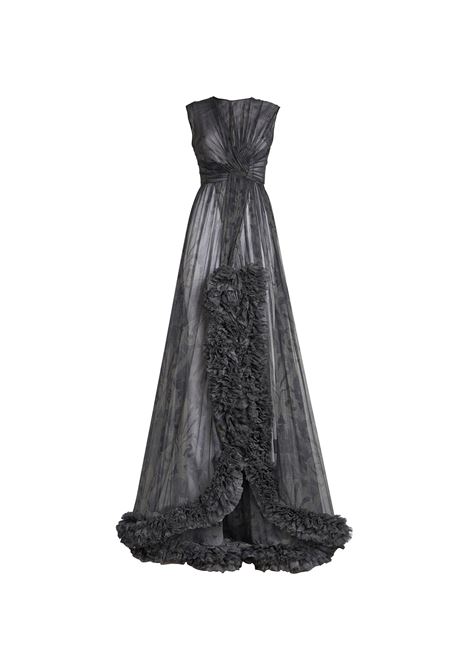 ETRO Abito In Seta Stampata Grigia Con Ruches - ETRO