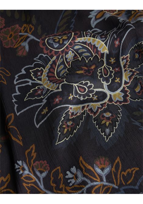 ETRO Abito Lungo In Seta Nera Stampata - ETRO