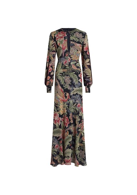 ETRO Abito Lungo In Seta Stampata Multicolor - ETRO