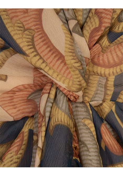 ETRO Abito Midi In Seta Blu Navy Stampata - ETRO