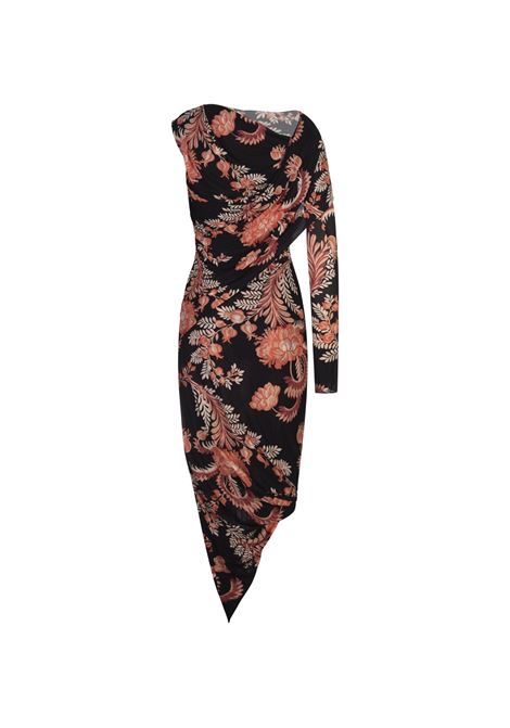 ETRO Abito Monospalla In Jersey Nero Stampato - ETRO