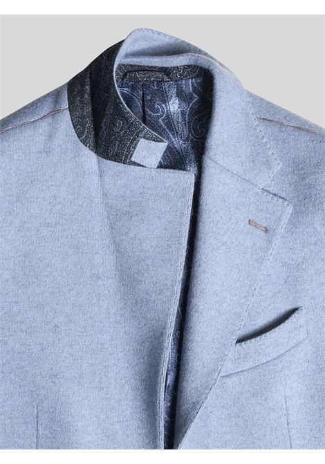 ETRO Blazer Azzurro In Lana E Cashmere - ETRO