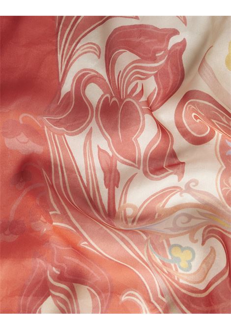 ETRO Caftano Corto In Seta Rossa Stampata - ETRO